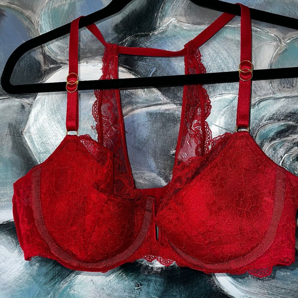 Cacique Balconette Red Lacey Halter Back